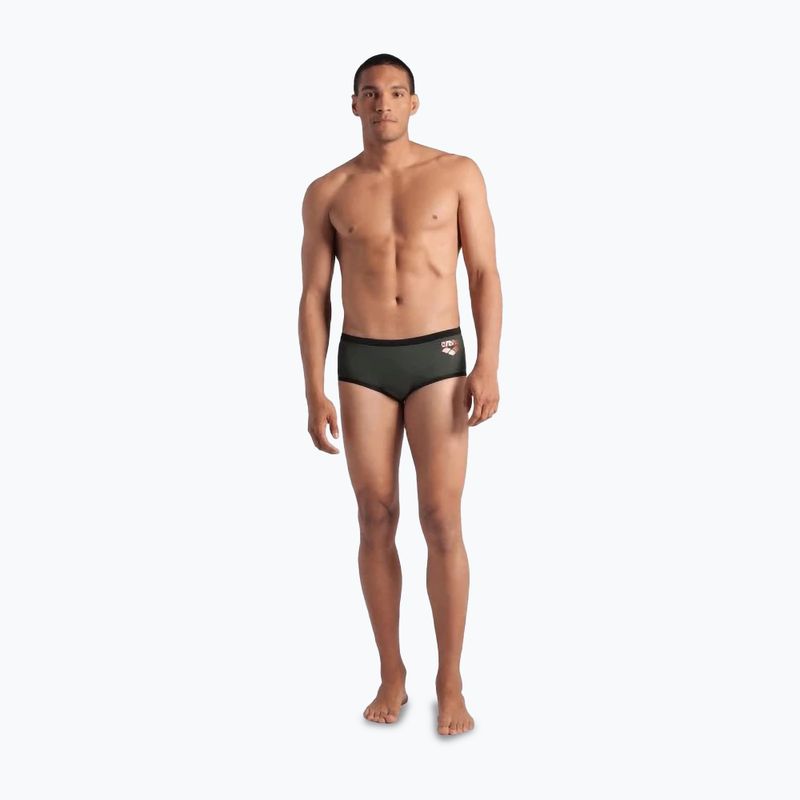 Bokserki pływackie męskie arena One Low Waist Short Big Logo dark sage/black 5