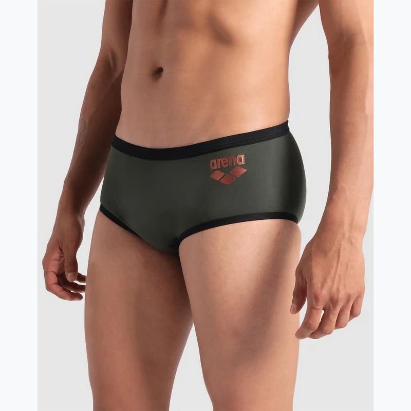 Bokserki pływackie męskie arena One Low Waist Short Big Logo dark sage/black 7