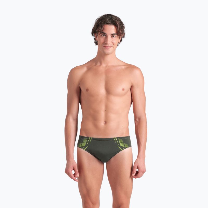 Slipy pływackie męskie arena Poseidonia Swim Briefs dark sage/artic lime 4