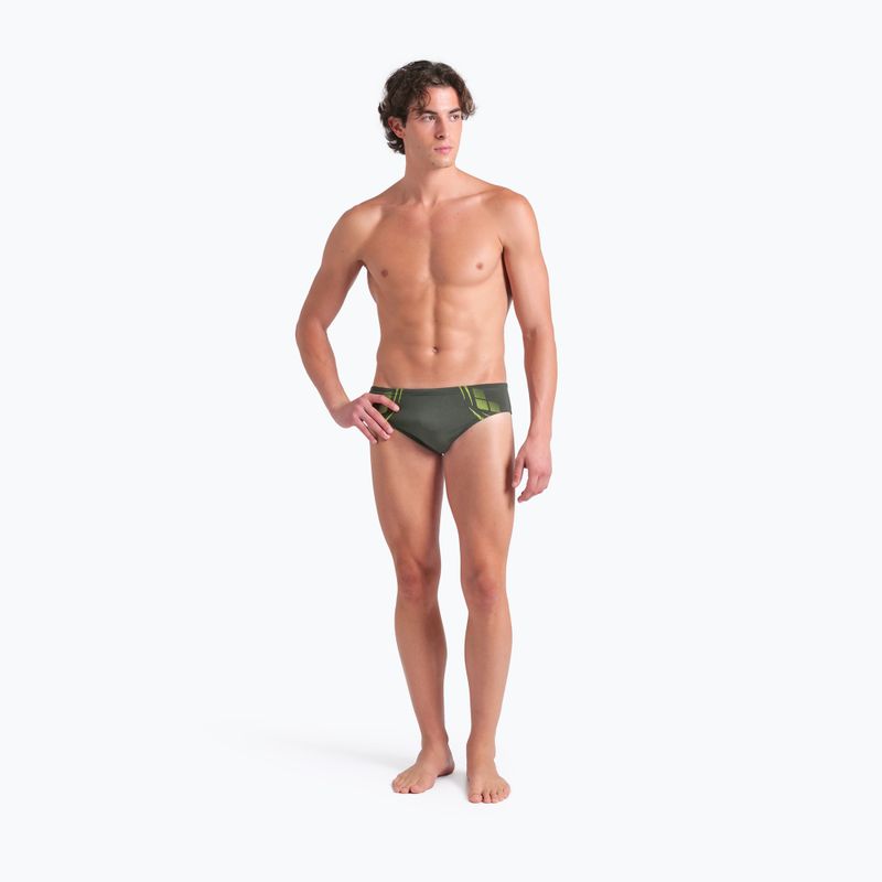 Slipy pływackie męskie arena Poseidonia Swim Briefs dark sage/artic lime 5