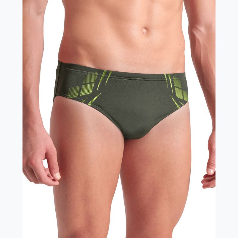 Slipy pływackie męskie arena Poseidonia Swim Briefs dark sage/artic lime 7