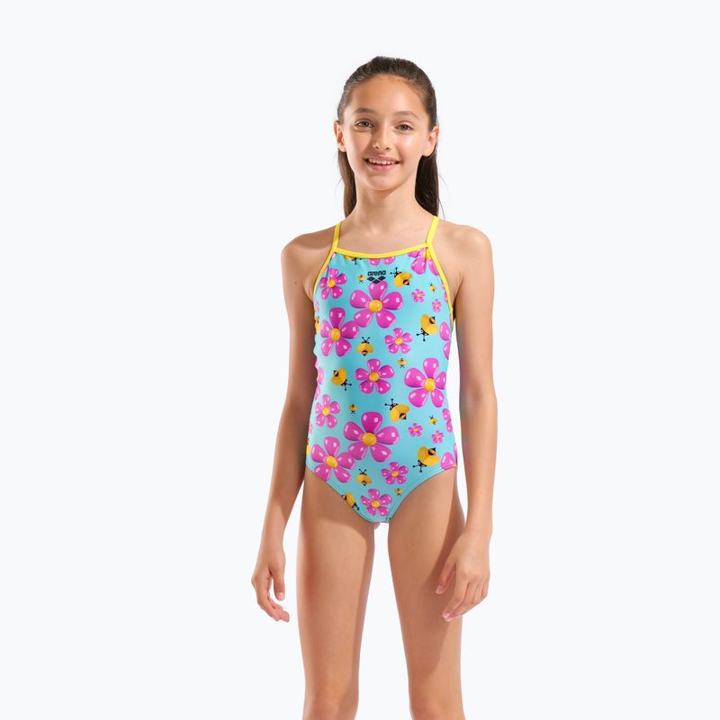 Strój pływacki jednoczęściowy dziecięcy arena Spring Lightdrop Back water multi/yellow star 5