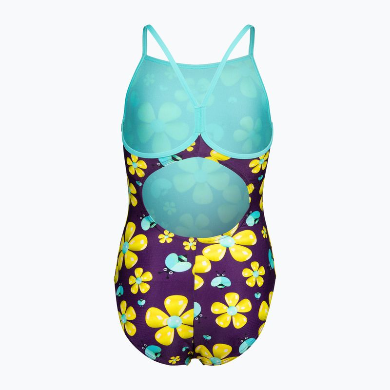 Strój pływacki jednoczęściowy dziecięcy arena Spring Lightdrop Back plum multi/water 2
