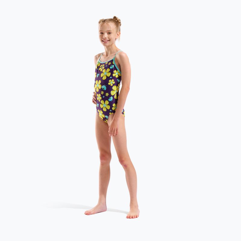 Strój pływacki jednoczęściowy dziecięcy arena Spring Lightdrop Back plum multi/water 6