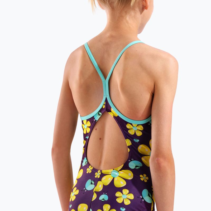 Strój pływacki jednoczęściowy dziecięcy arena Spring Lightdrop Back plum multi/water 9