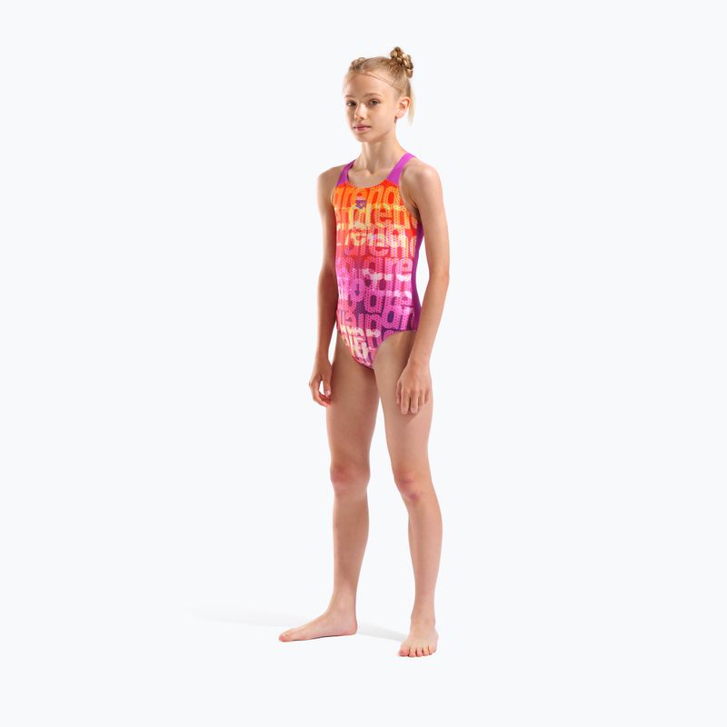 Strój pływacki jednoczęściowy dziecięcy arena Multi Colours V Back pink multi/very fuchsia 6