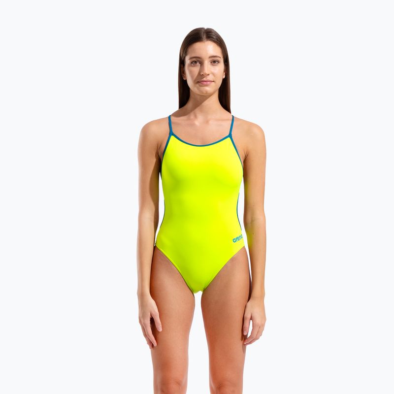 Strój pływacki jednoczęściowy damski Arena Lace Back Solid artic lime/blue cosmo 5