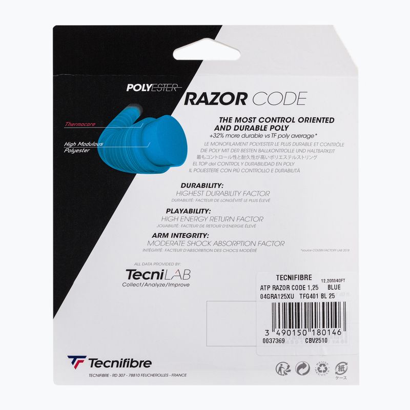 Naciąg tenisowy Tecnifibre Razor Code 12 m blue 2
