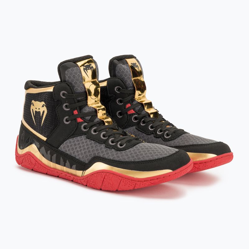 Buty bokserskie Venum Elite Wrestling black/gold/red 4