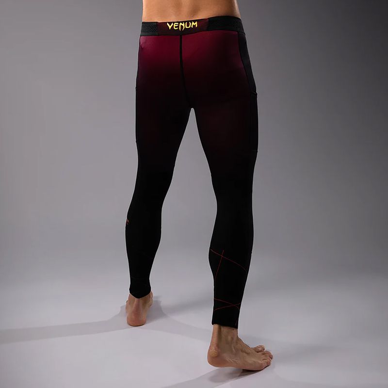 Legginsy treningowe męskie Venum Tactical XT Spats black/burgundy/gold 3
