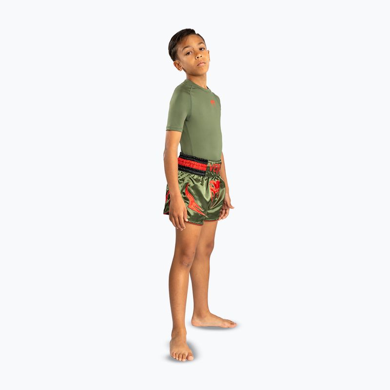 Spodenki treningowe dziecięce Venum Inferno Kids Muay Thai army green/orange 4