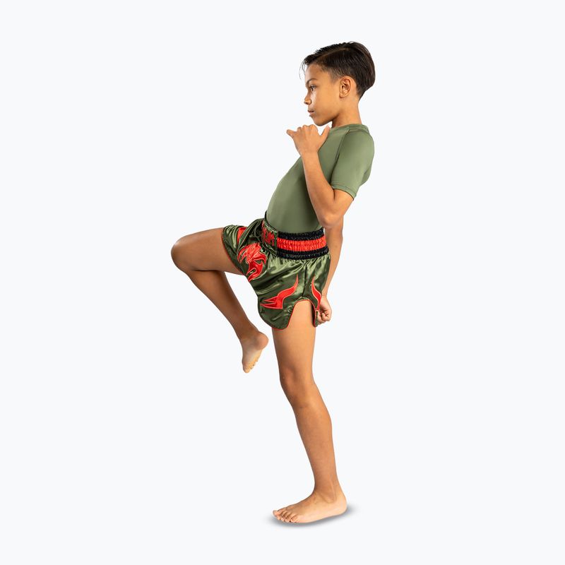 Spodenki treningowe dziecięce Venum Inferno Kids Muay Thai army green/orange 6