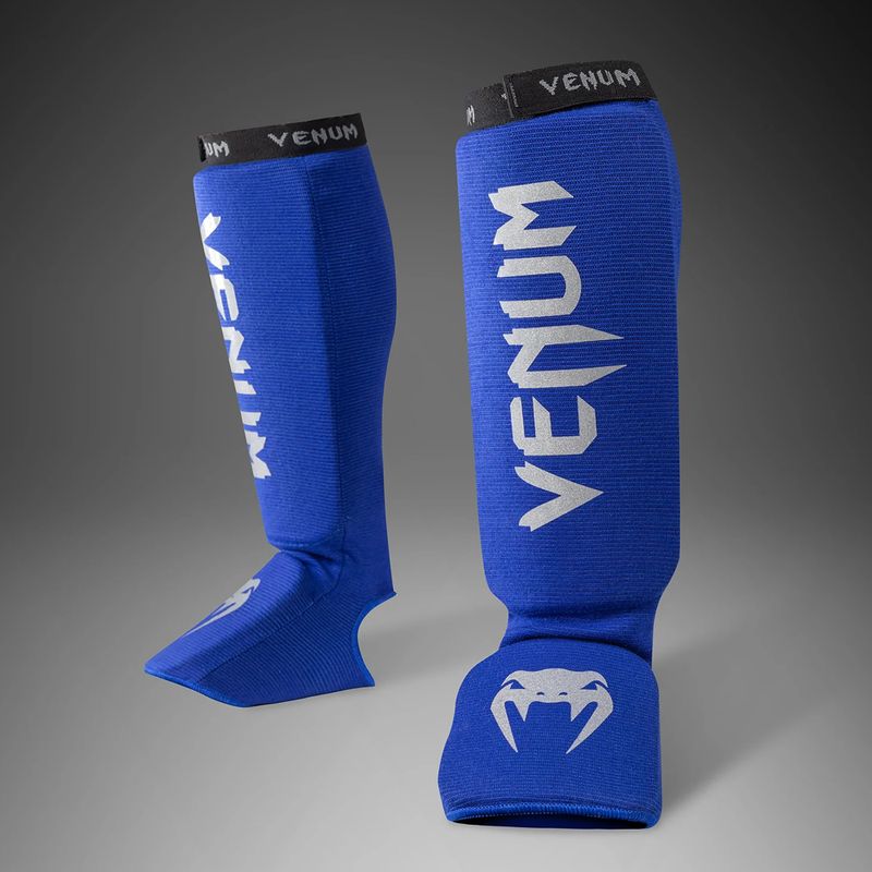 Ochraniacze piszczeli i stóp Venum Kontact Shin Guards royal blue/silver 2