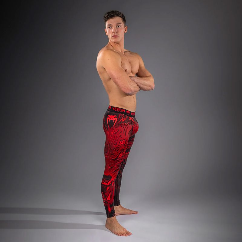 Legginsy treningowe męskie Venum Wolf Atak Spats black/red 2
