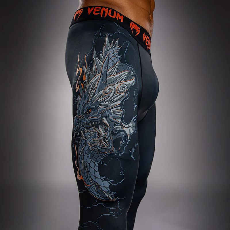Legginsy treningowe męskie Venum Thunder Dragon Spats Black/Grey/Copper 5