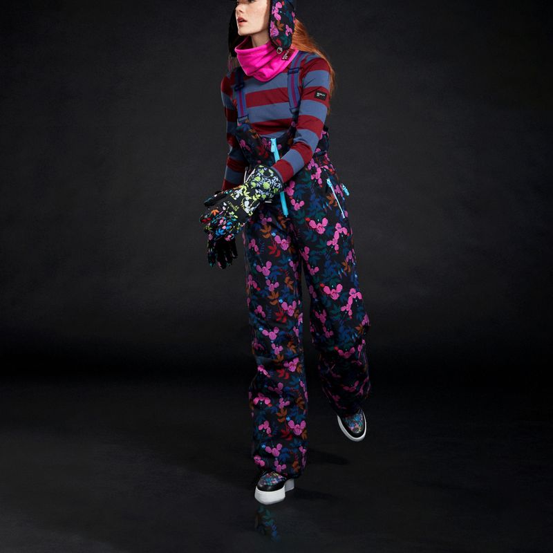 Spodnie snowboardowe damskie ROXY X Rowley Insulated Bib true black darkreds floral 4