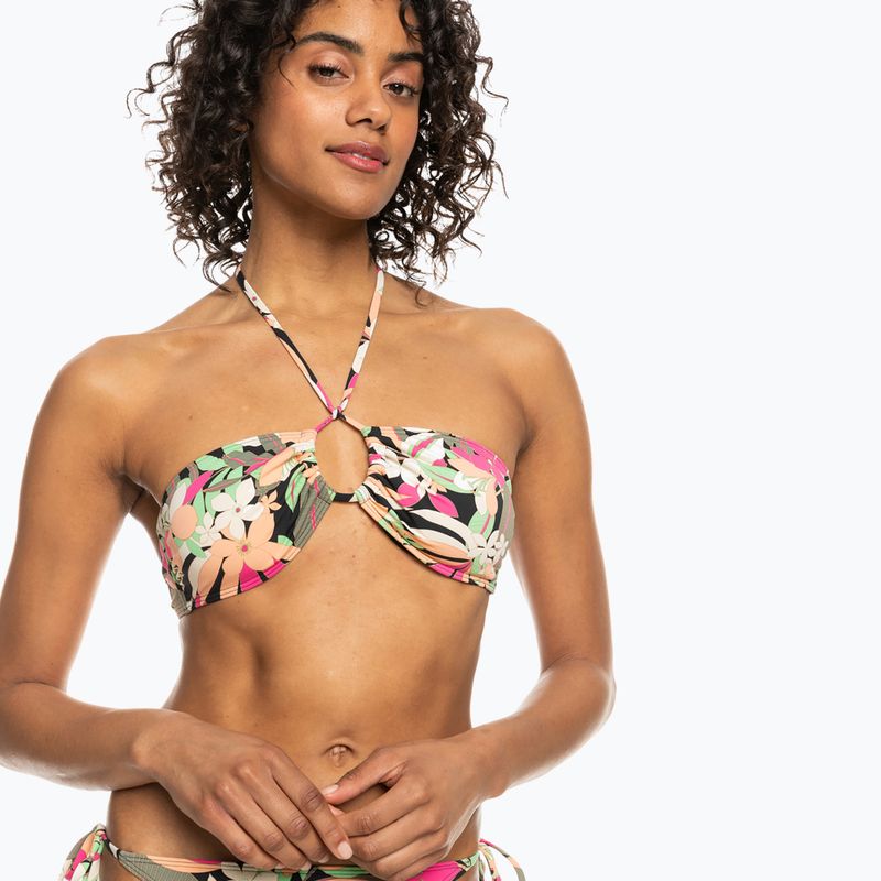 Góra od stroju kąpielowego ROXY Printed Beach Classics Halter anthracite palm song s 2