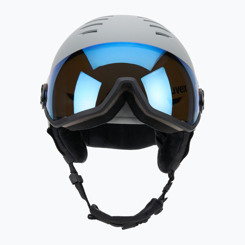 Kask narciarski UVEX Wanted Visor rhino matt/mirror blue/smoke 10