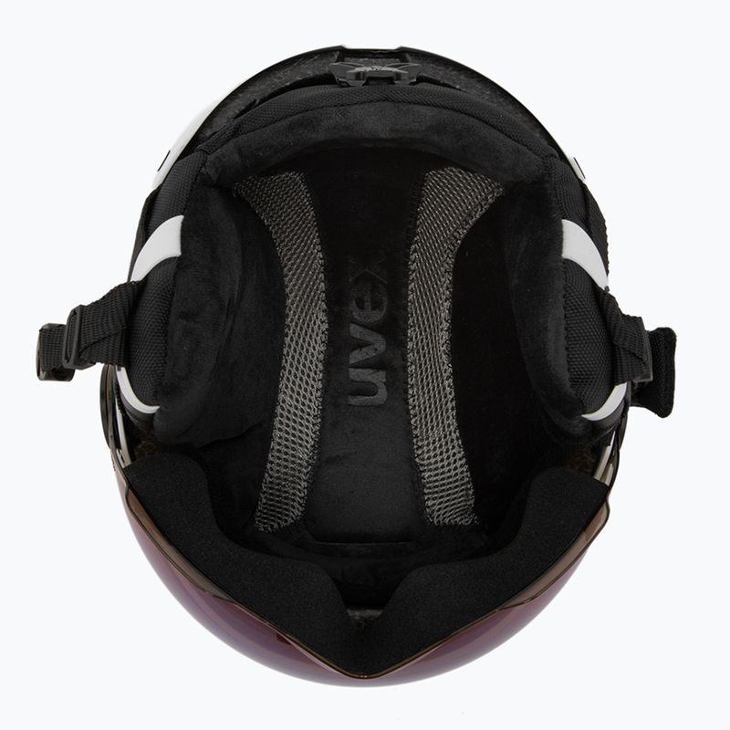 Kask narciarski dziecięcy UVEX Rocket Visor Jr white/black matt/mirror blue/smoke 5