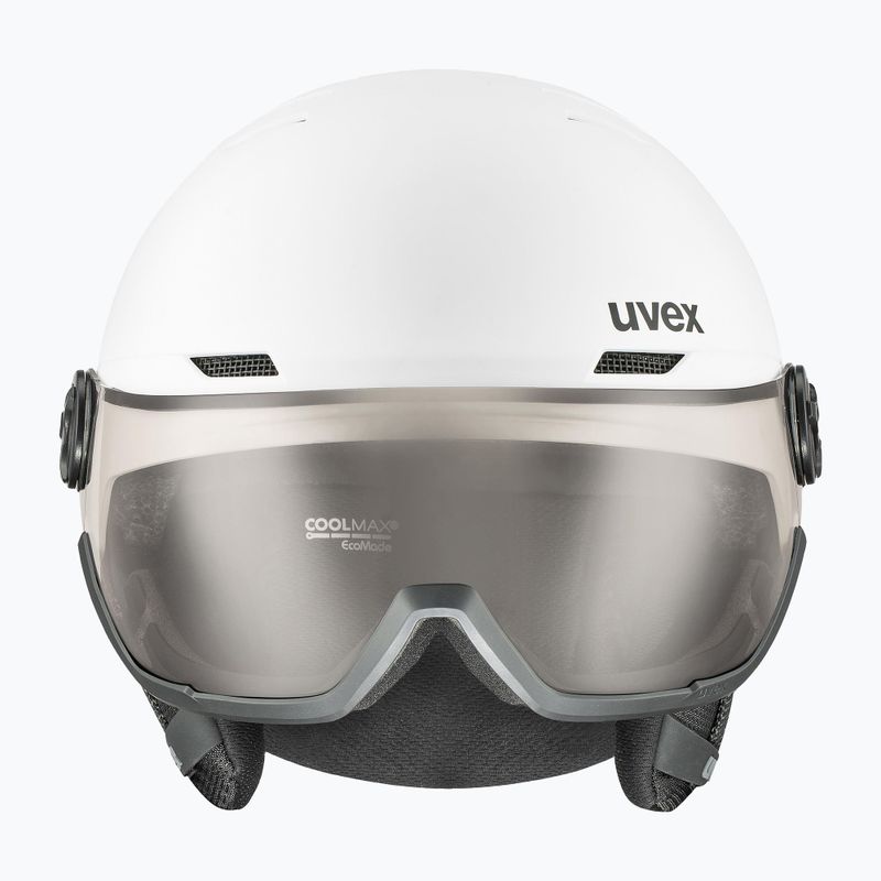 Kask narciarski UVEX Wanted Visor V white matt/variomatc smoke 7