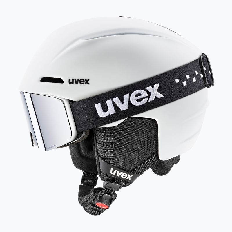 Kask narciarski dziecięcy UVEX Viti Set + gogle Speedy Pro white matt/mirror silver/green/clear 10
