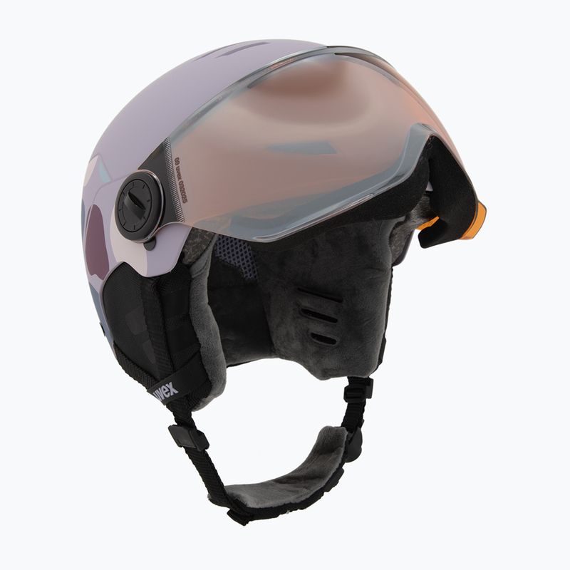 Kask narciarski dziecięcy UVEX Rocket Visor Jr cool lavender abstract matt/mirrorsilver/lasergold 10