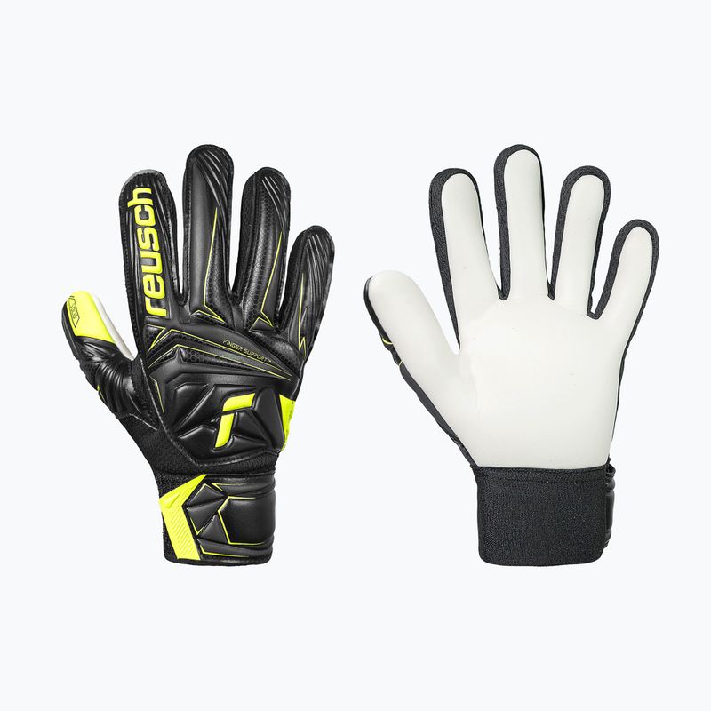 Rękawice bramkarskie dziecięce Reusch Attrakt Starter Solid Finger Support Junior black/safety yellow