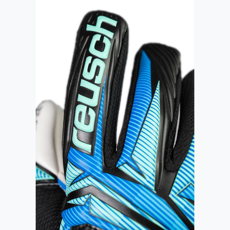 Rękawice bramkarskie dziecięce Reusch Attrakt RE:GRIP NC Junior black/ocean light 6