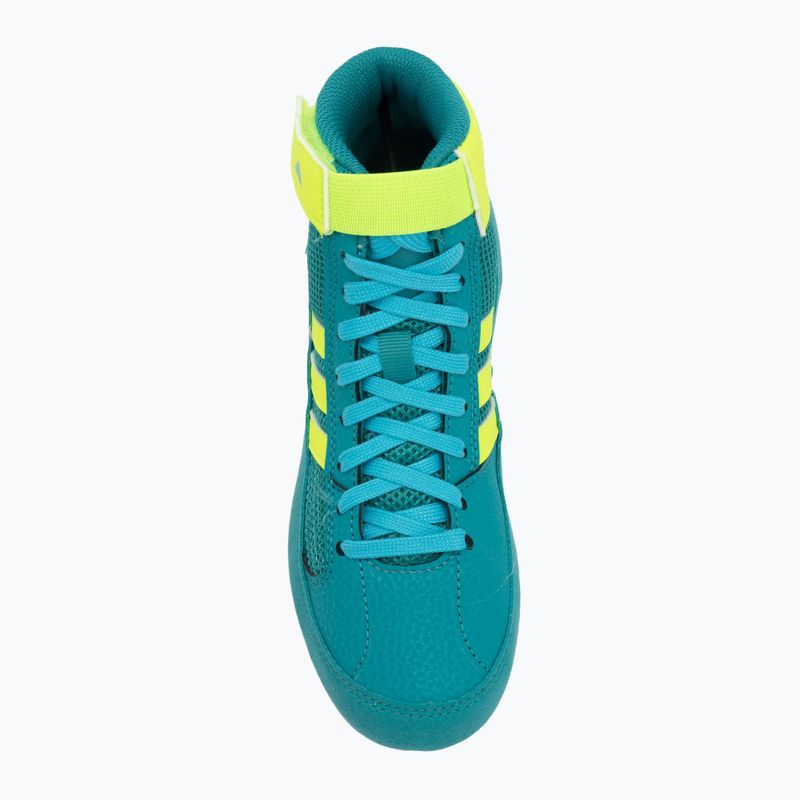 Buty zapaśnicze dziecięce adidas Havoc purple team/lucid lemon/signal cyan 5