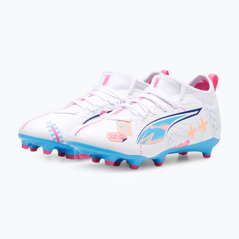 Buty piłkarskie dziecięce PUMA Ultra 5 Match Vol. Up FG/AG Jr puma white/luminous blue 8