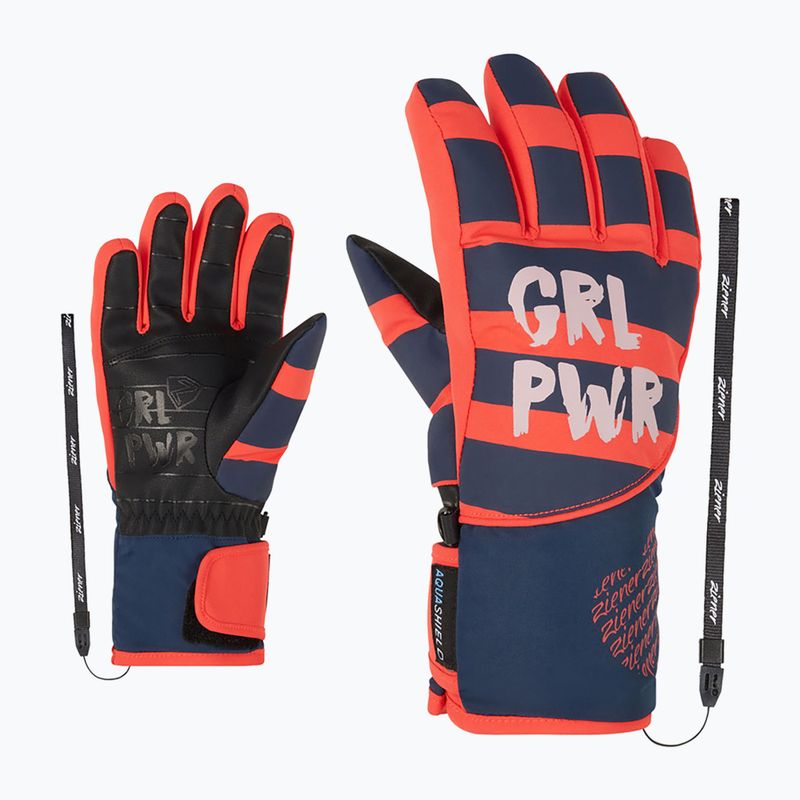 Rękawice narciarskie dziecięce ZIENER Liwa Aquashield PR fiery red 8