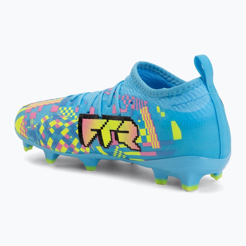 Buty piłkarskie dziecięce PUMA Future 9 Match Advanced Level FG/AG Jr puma white/blue glimmer/pink glimmer/yellow alert 3