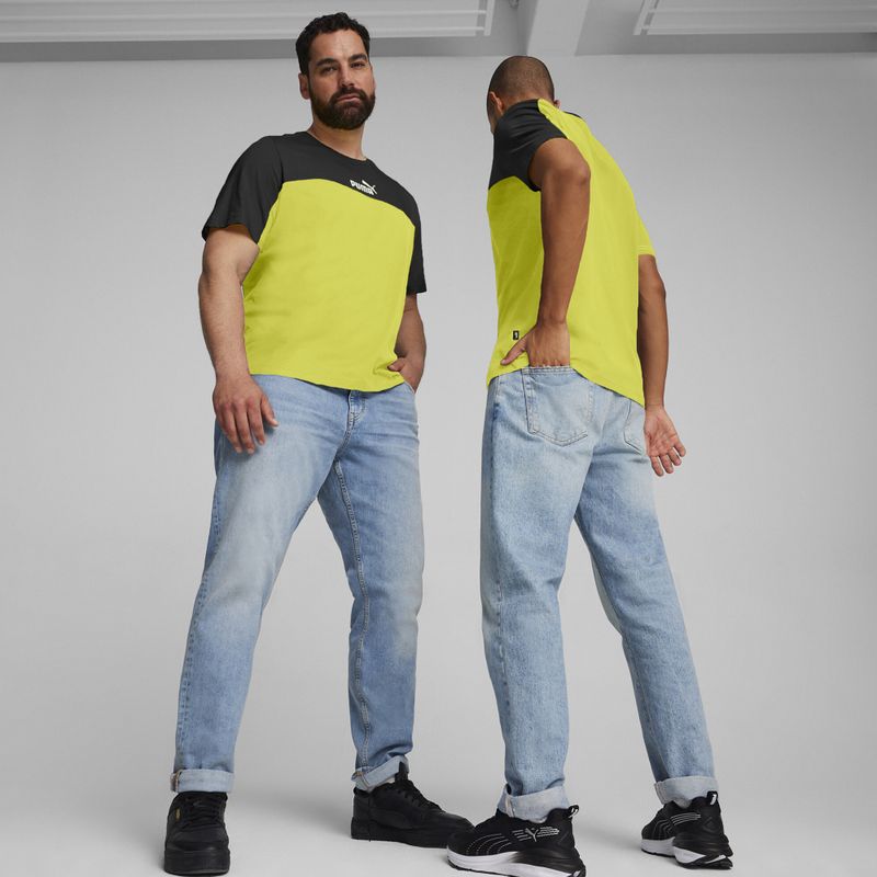 Koszulka męska PUMA ESS+ Block Tee puma black/lime sheen 3