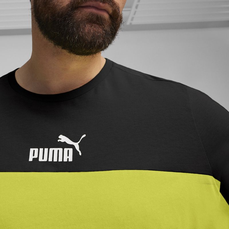 Koszulka męska PUMA ESS+ Block Tee puma black/lime sheen 5