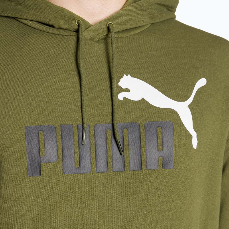 Bluza męska PUMA Essentials+ Two-Tone Big Logo Hoodie TR olive green 3