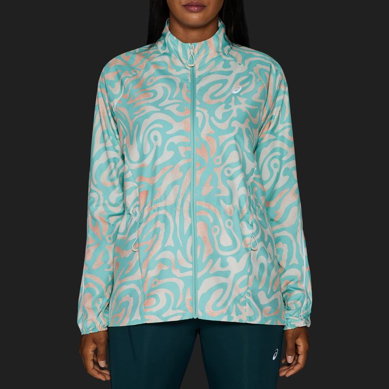 Kurtka do biegania damska ASICS Road Lite-Show Packable oasis green/multi color 9