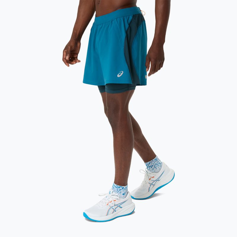 Spodenki do biegania męskie ASICS Road 2N1 5IN tranquil teal/dark teal/yamabuki 4