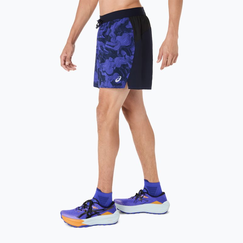 Spodenki do biegania męskie ASICS Fujitrail All Over Print 5IN midnight/cobalt burst/cream 4