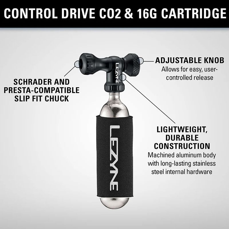 Pompka rowerowa Lezyne Control Drive CO2 + 1 x nabój 16 g gloss black 3