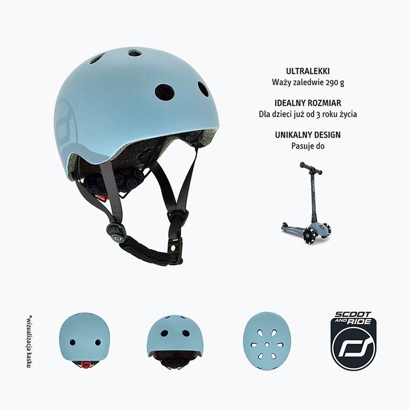 Kask dziecięcy Scoot & Ride S-M steel 3