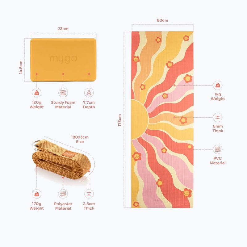 Zestaw do jogi Myga Groovy Yoga Set yellow 10