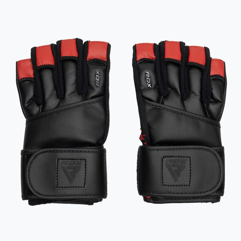 Rękawiczki treningowe RDX L4 Finger Weightlifting Leather red/black 2