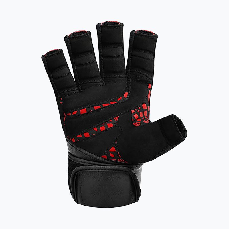 Rękawiczki treningowe RDX L4 Finger Weightlifting Leather red/black 9