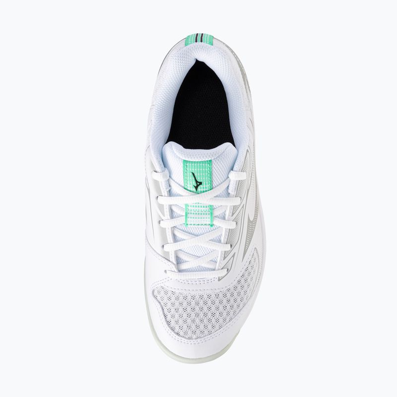 Buty do siatkówki dziecięce Mizuno Cyclone Speed 5 white/black/frozen emerald 11