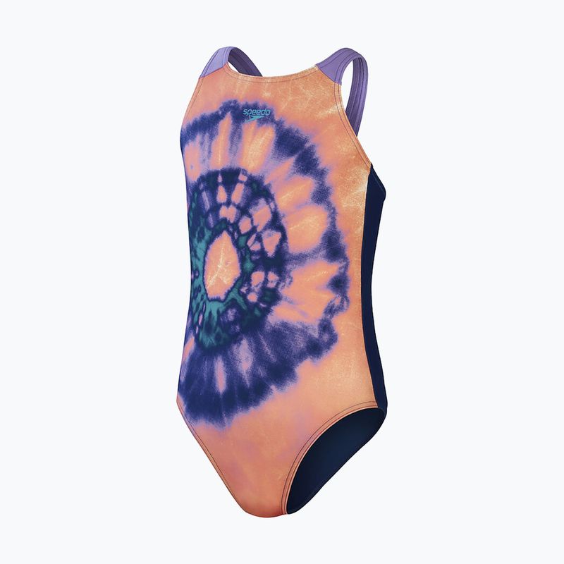 Strój pływacki jednoczęściowy dziecięcy Speedo Placement Pulseback ammonite blue/soft coral/aquarium 3