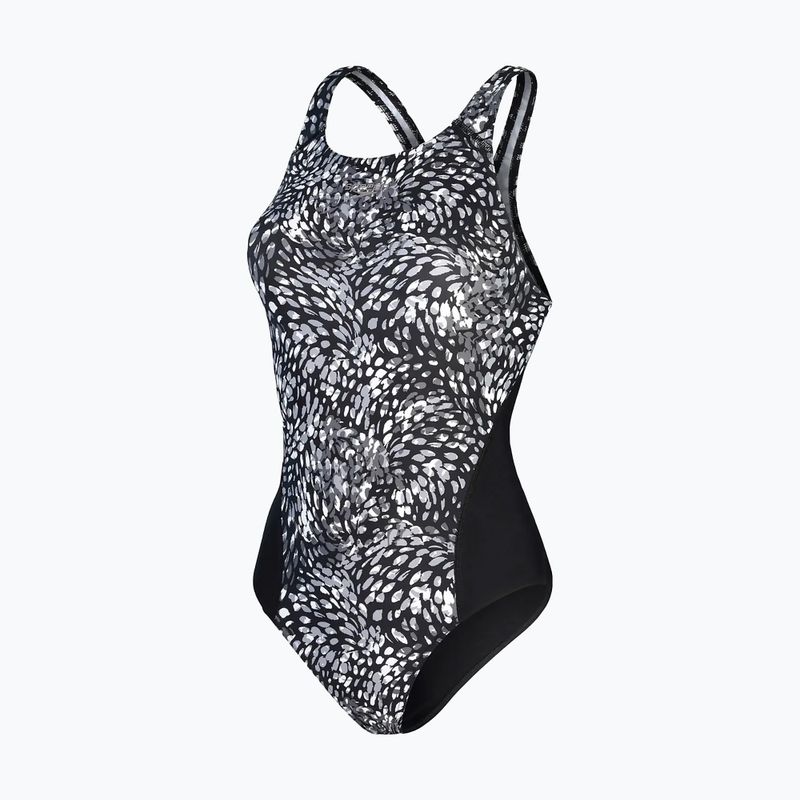 Strój pływacki jednoczęściowy damski Speedo Allover Digital Recordbreaker black/usa charcoal/shark grey/white 2