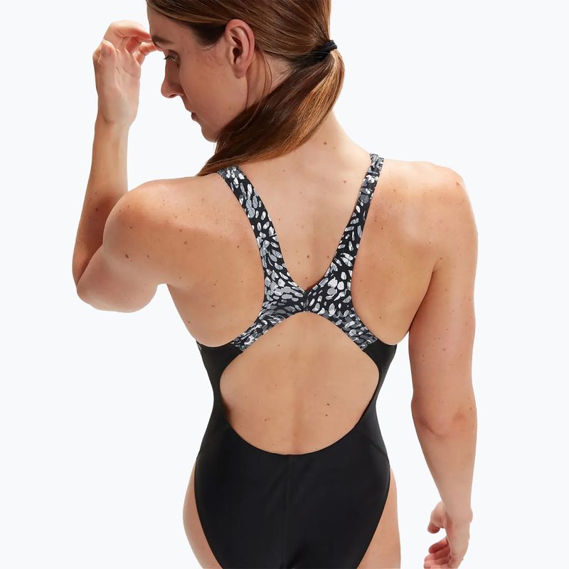 Strój pływacki jednoczęściowy damski Speedo Allover Digital Recordbreaker black/usa charcoal/shark grey/white 7