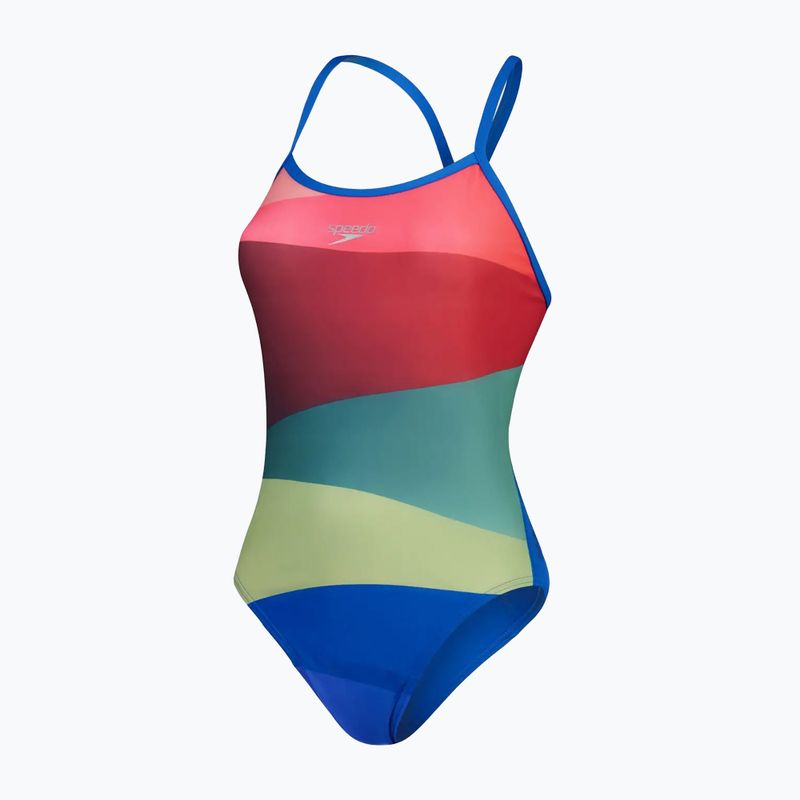 Strój pływacki jednoczęściowy damski Speedo Placement Digital Turnback watermelon/harl green/true cobalt/sweet purple 2
