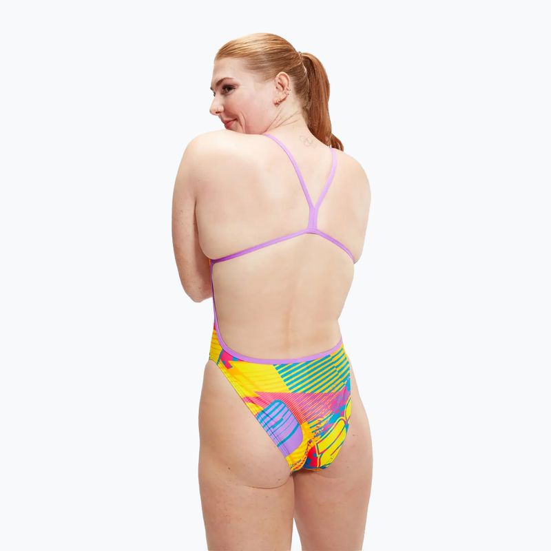 Strój pływacki jednoczęściowy damski Speedo Allover Digital Vback flare pink/bit lime/sweet purple/bolt 7