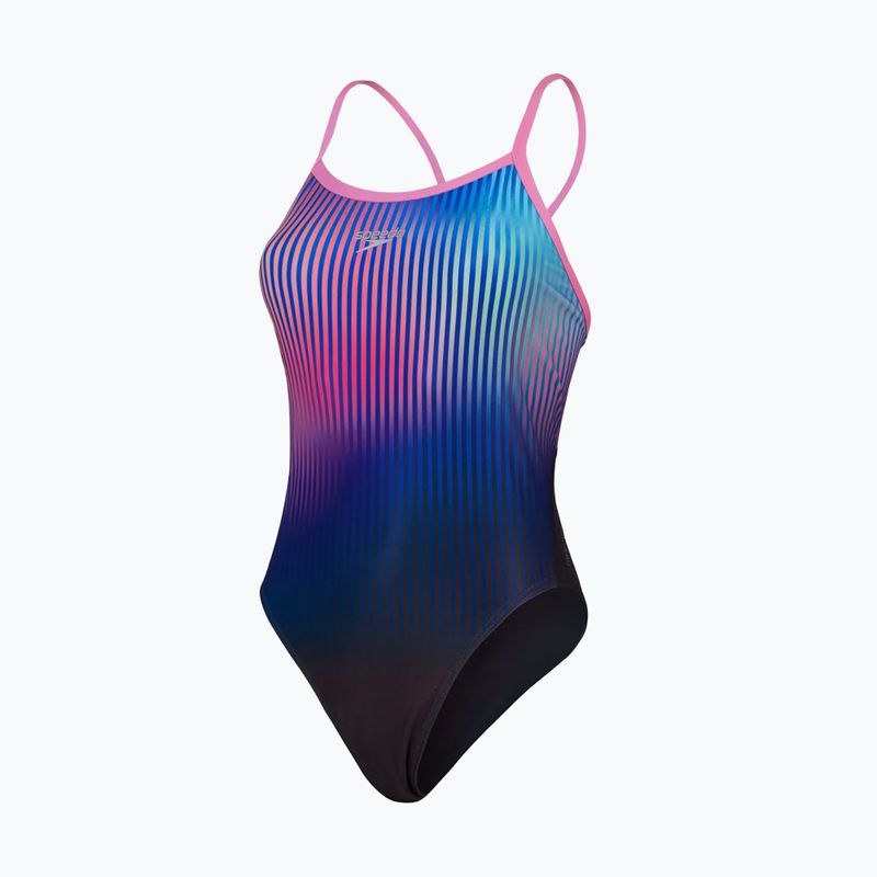 Strój pływacki jednoczęściowy damski Speedo Placement Digital Turnback black/kiki pink/picton blue